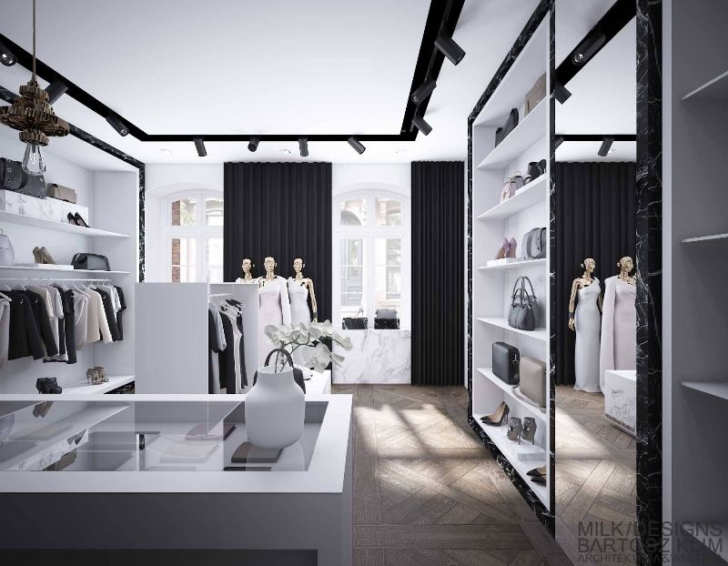 milk designs bartosz klim projektowanie architektura wnętrz wnetrz milek lodz łódź warszawa projekt architektoniczny architekt butik glamour nowoczesny minimalizm 